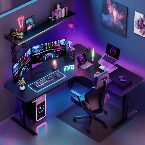 Inbox Zero Kokontis 63" L Shaped Electric Standing Desk Height